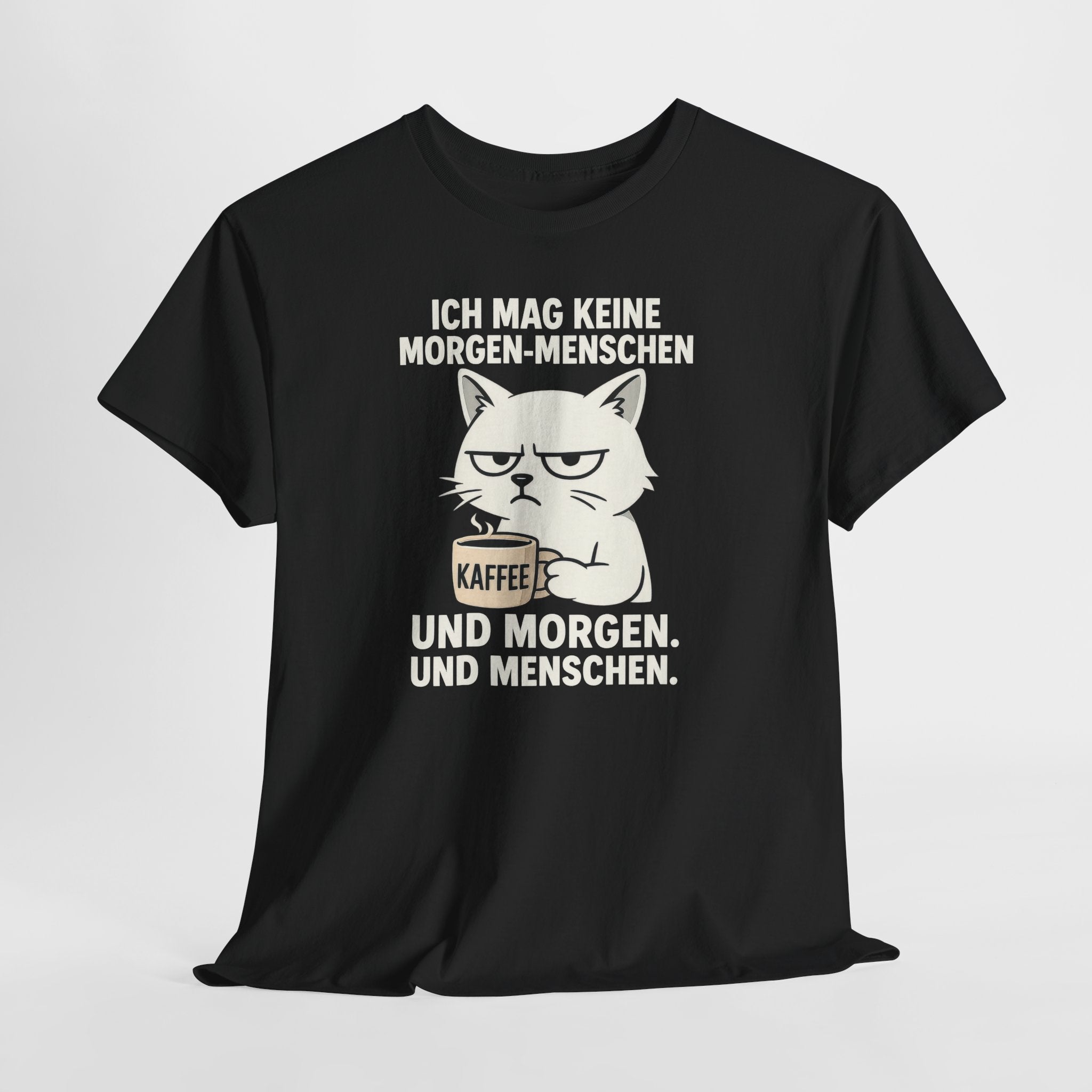 Mürrische Comic Katze und Morgenhasser – Lustiges Kaffee Shirt für Morgenmuffel