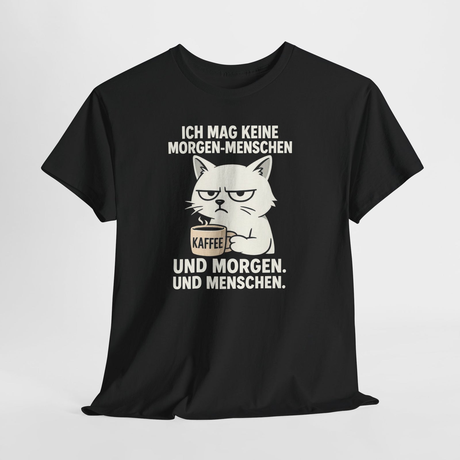 Mürrische Comic Katze und Morgenhasser – Lustiges Kaffee Shirt für Morgenmuffel