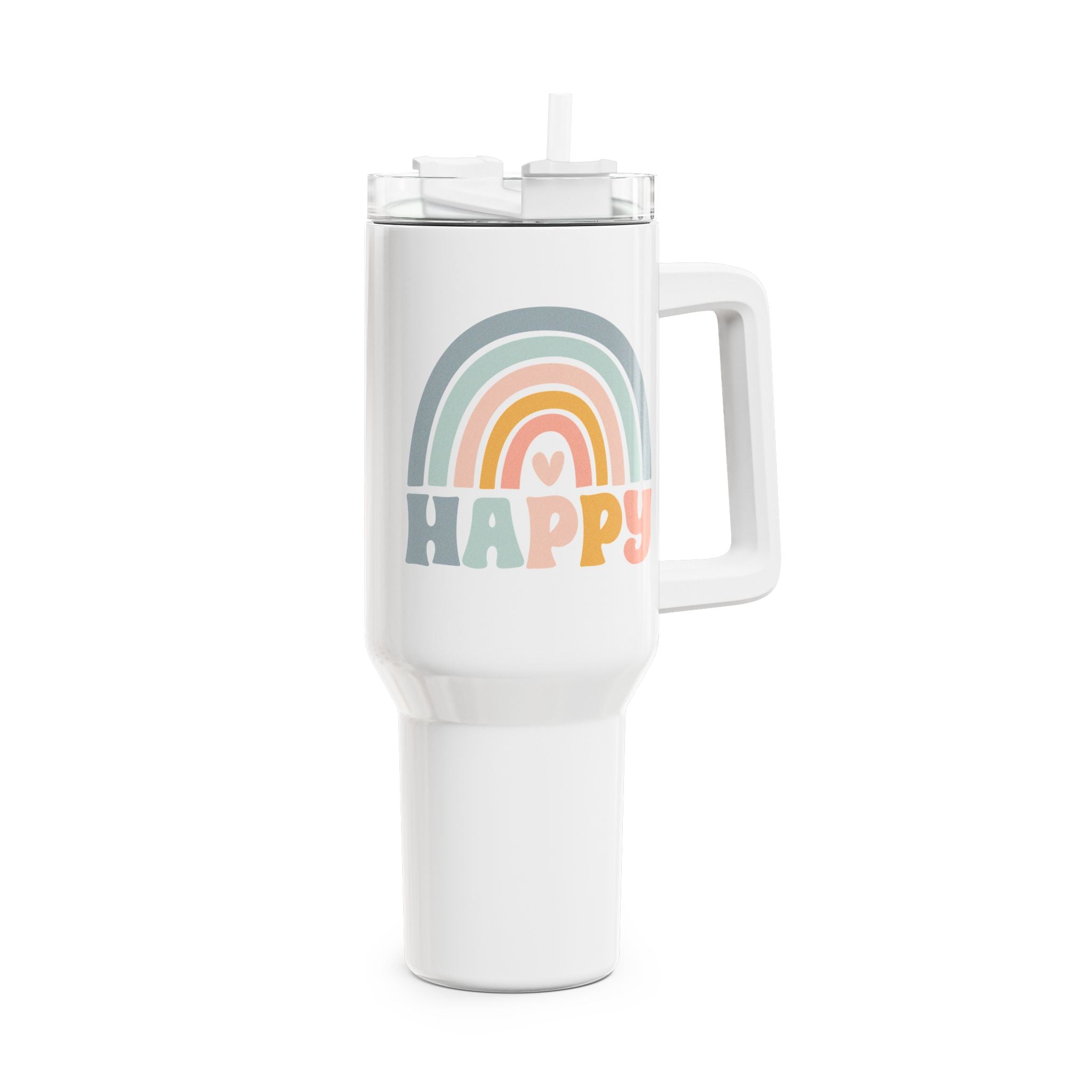 Happy Regenbogen -  70s Hippy Style - Cooles Statement - Thermobecher 1,18 Liter