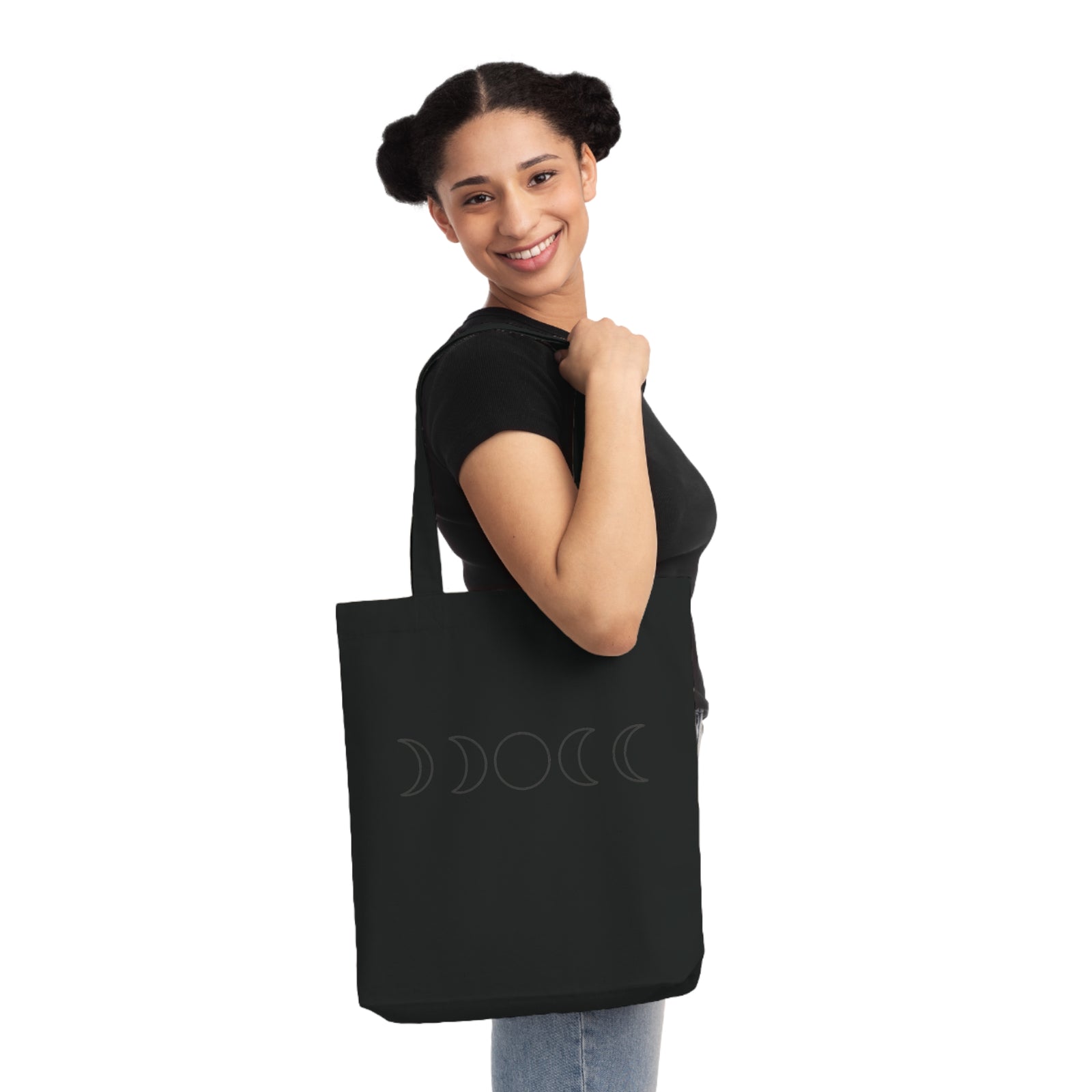 Mondphasen Tragetasche – Minimalistische Stofftasche im Boho Celestial Design