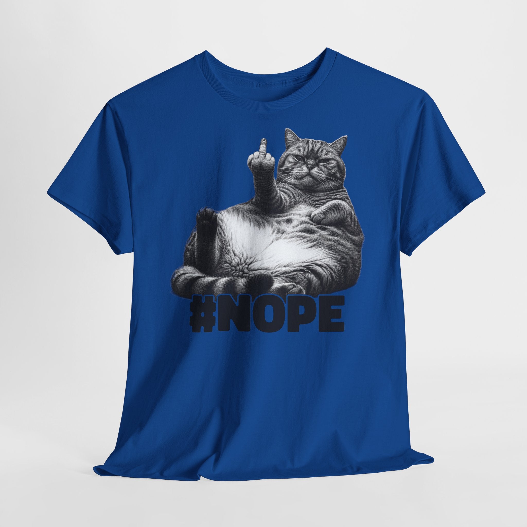 Lustige fette faule Katze mit Mittelfinger - NOPE keine Lust - Lustiges T-Shirt