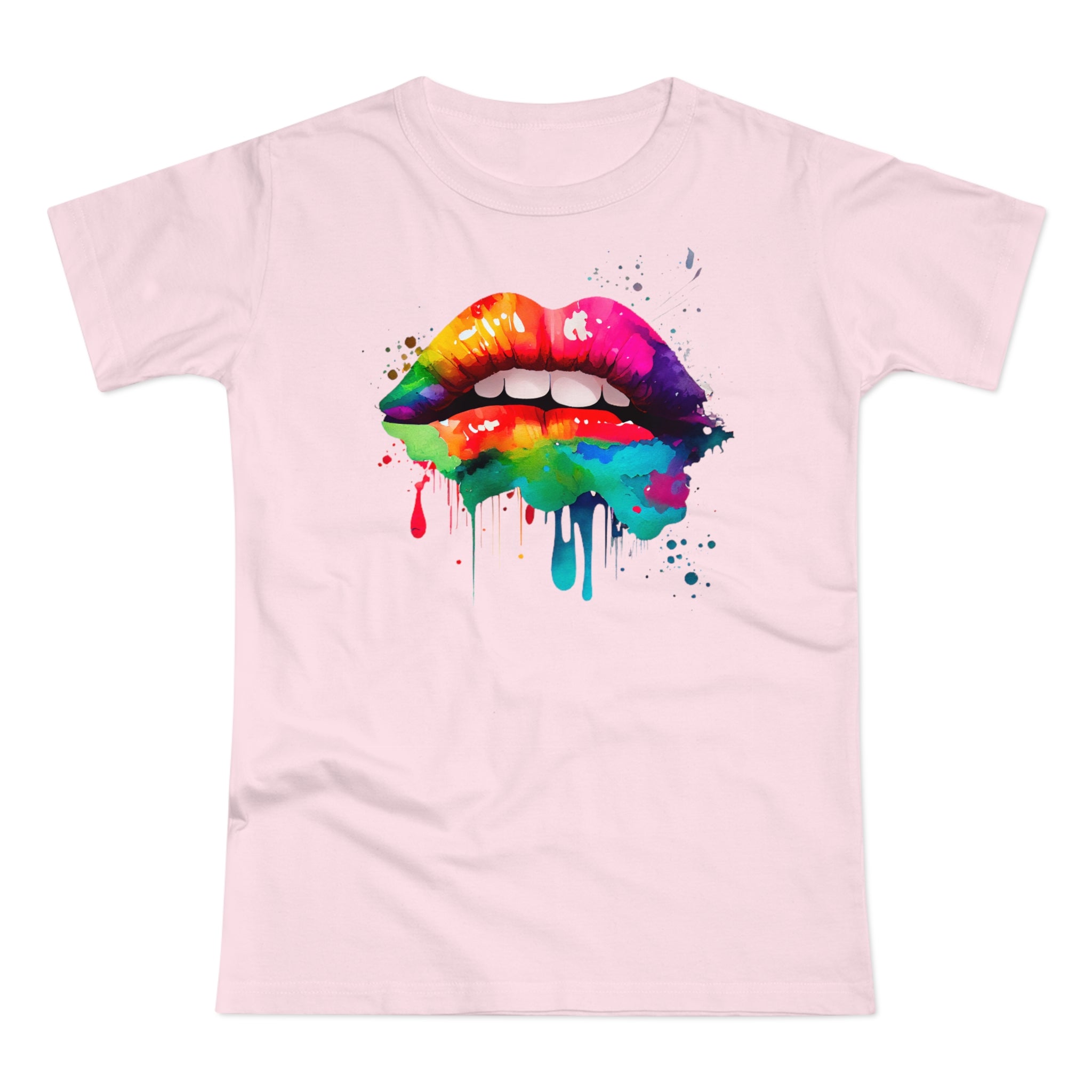 Kiss Mouth Watercolor Colorful Kiss Women's T-Shirt