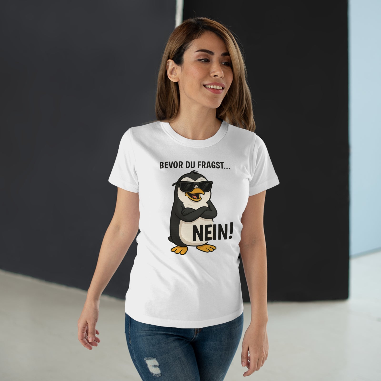 Lustiger Pinguin - Bevor Du Fragst Nein - Lustig T-Shirt Frauen Premium T-Shirt