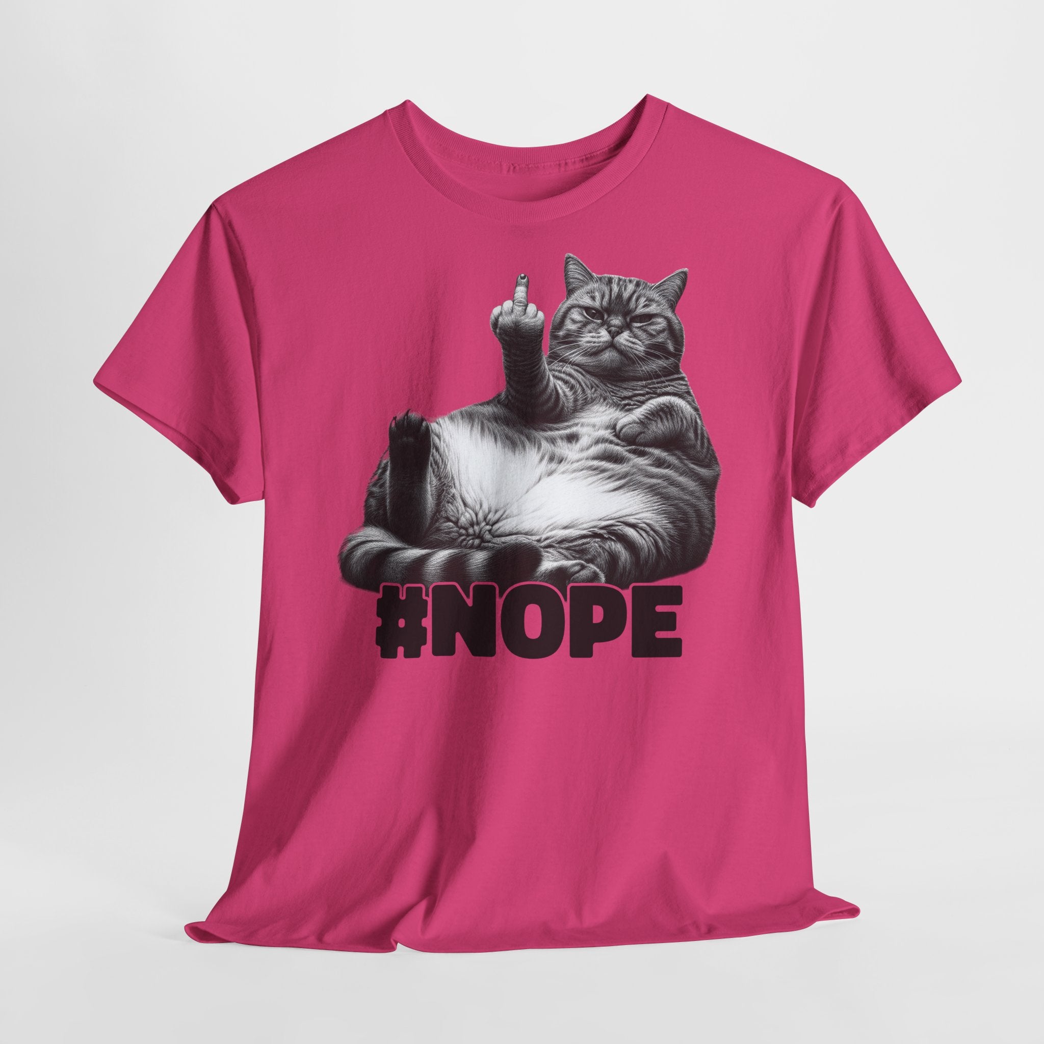 Lustige fette faule Katze mit Mittelfinger - NOPE keine Lust - Lustiges T-Shirt