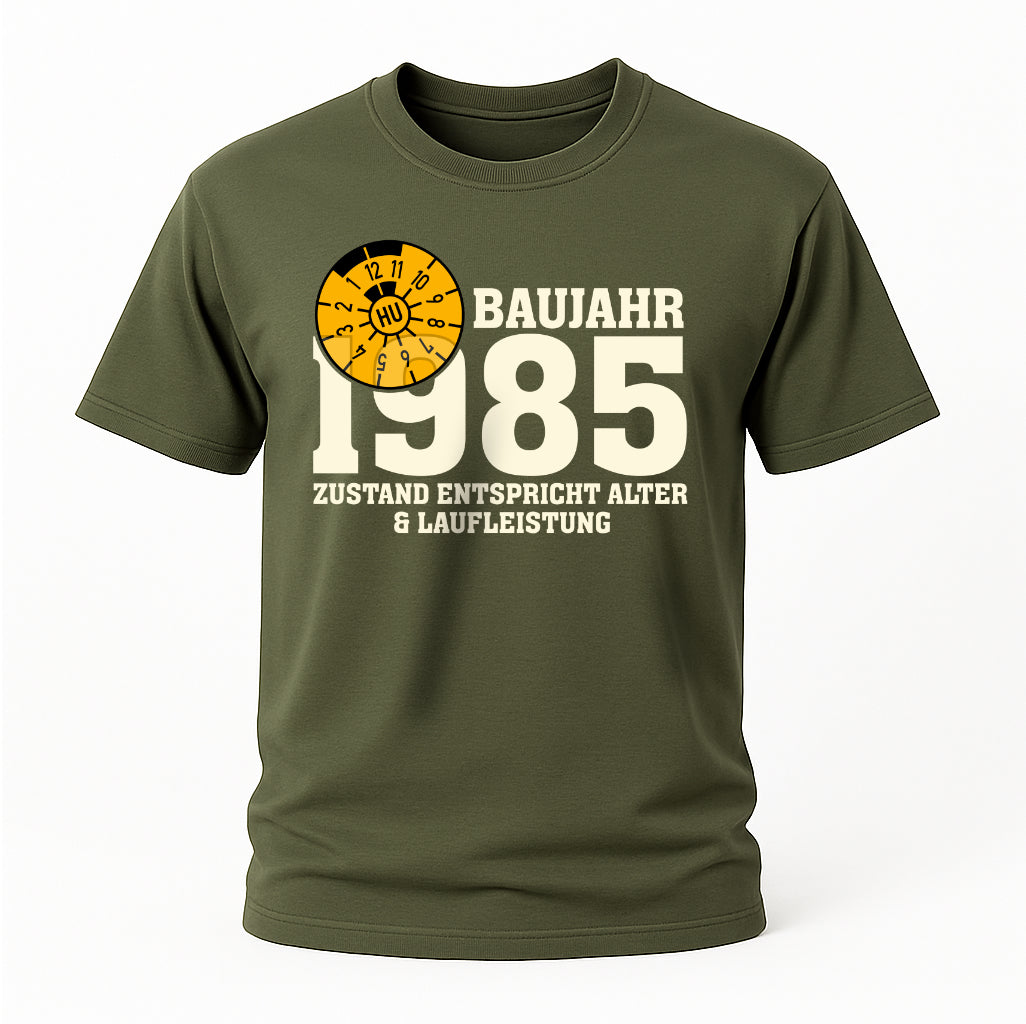 40. Geburtstag TÜV Plakette Baujahr 1985 Zustand entspricht Alter und Laufleistung Lustiges Geschenk T-Shirt