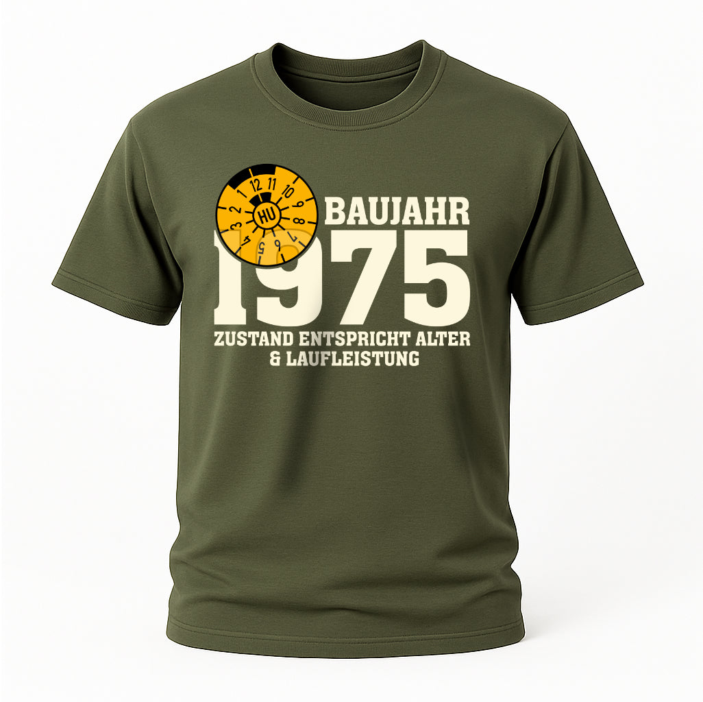 50. Geburtstag TÜV Plakette Baujahr 1975 Zustand entspricht Alter und Laufleistung Lustiges Geschenk T-Shirt