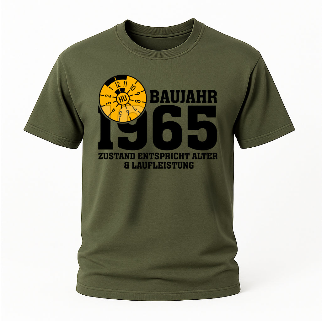 60. Geburtstag TÜV Plakette Baujahr 1965 Zustand entspricht Alter und Laufleistung Lustiges Geschenk T-Shirt