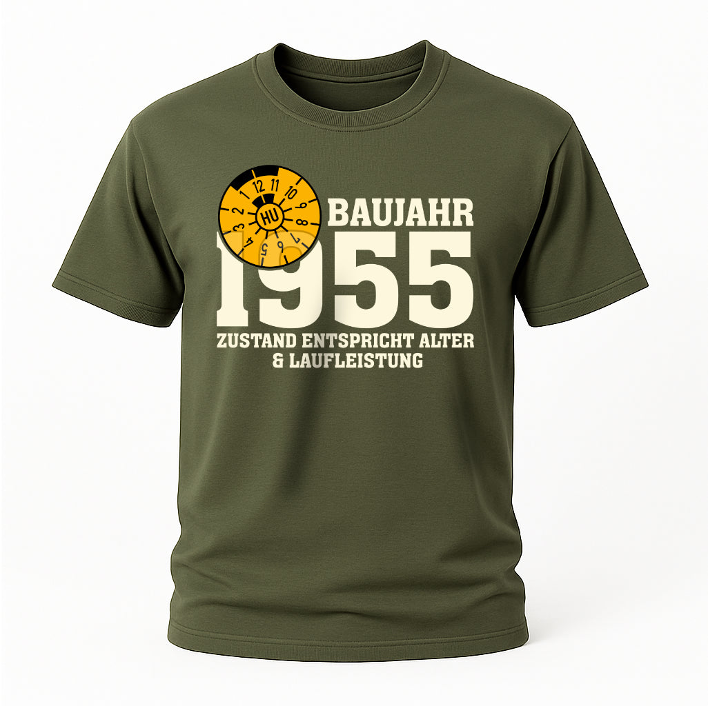 70. Geburtstag TÜV Plakette Baujahr 1955 Zustand entspricht Alter und Laufleistung Lustiges Geschenk T-Shirt