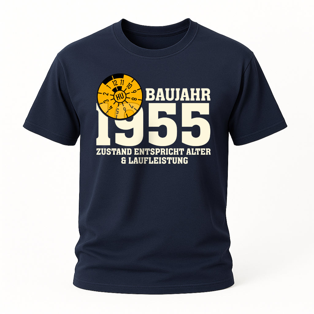 70. Geburtstag TÜV Plakette Baujahr 1955 Zustand entspricht Alter und Laufleistung Lustiges Geschenk T-Shirt