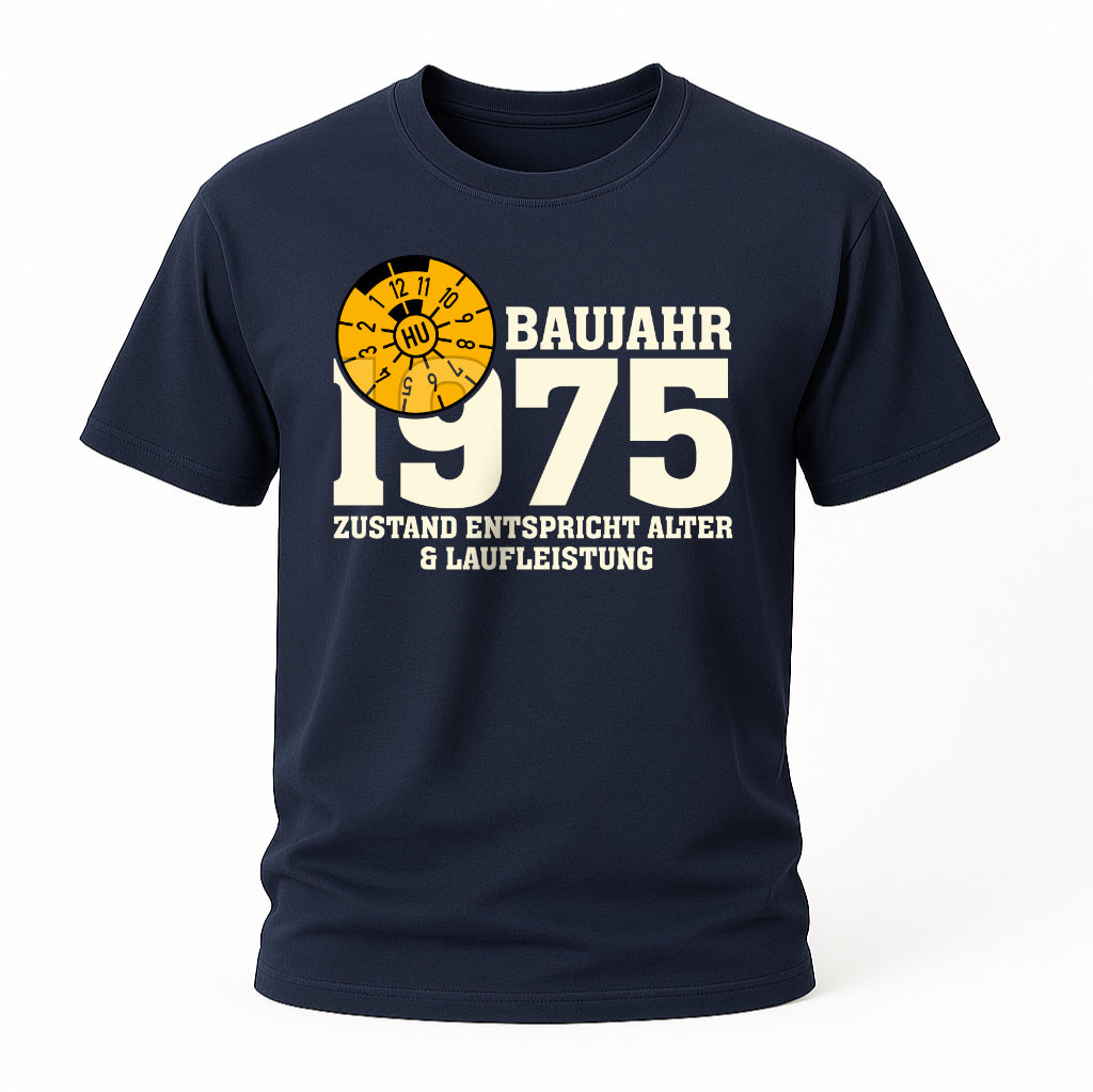 50. Geburtstag TÜV Plakette Baujahr 1975 Zustand entspricht Alter und Laufleistung Lustiges Geschenk T-Shirt