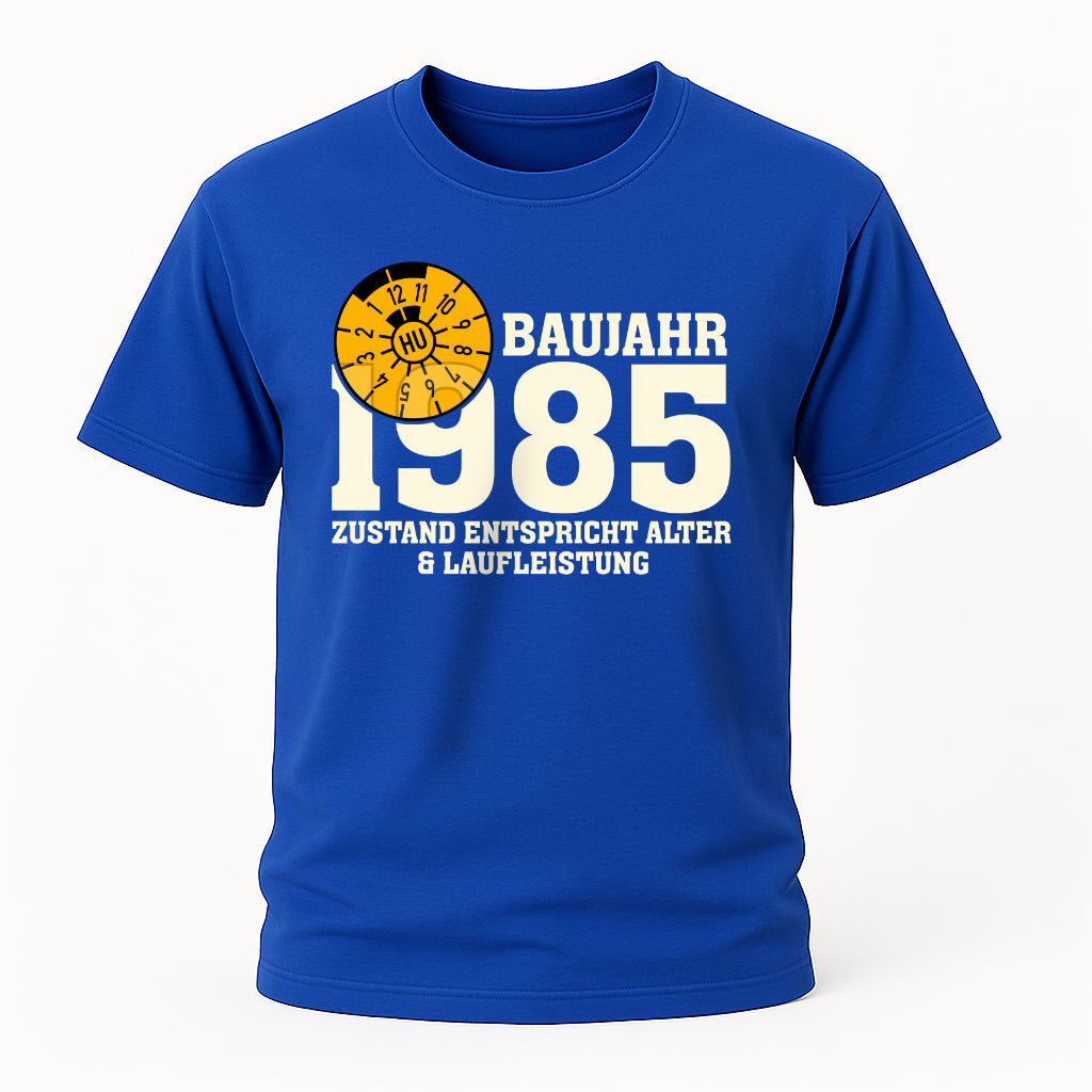 40. Geburtstag TÜV Plakette Baujahr 1985 Zustand entspricht Alter und Laufleistung Lustiges Geschenk T-Shirt