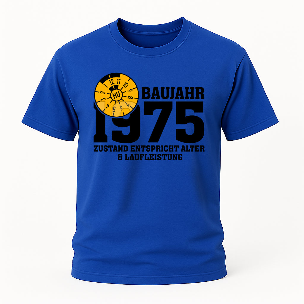 50. Geburtstag TÜV Plakette Baujahr 1975 Zustand entspricht Alter und Laufleistung Lustiges Geschenk T-Shirt