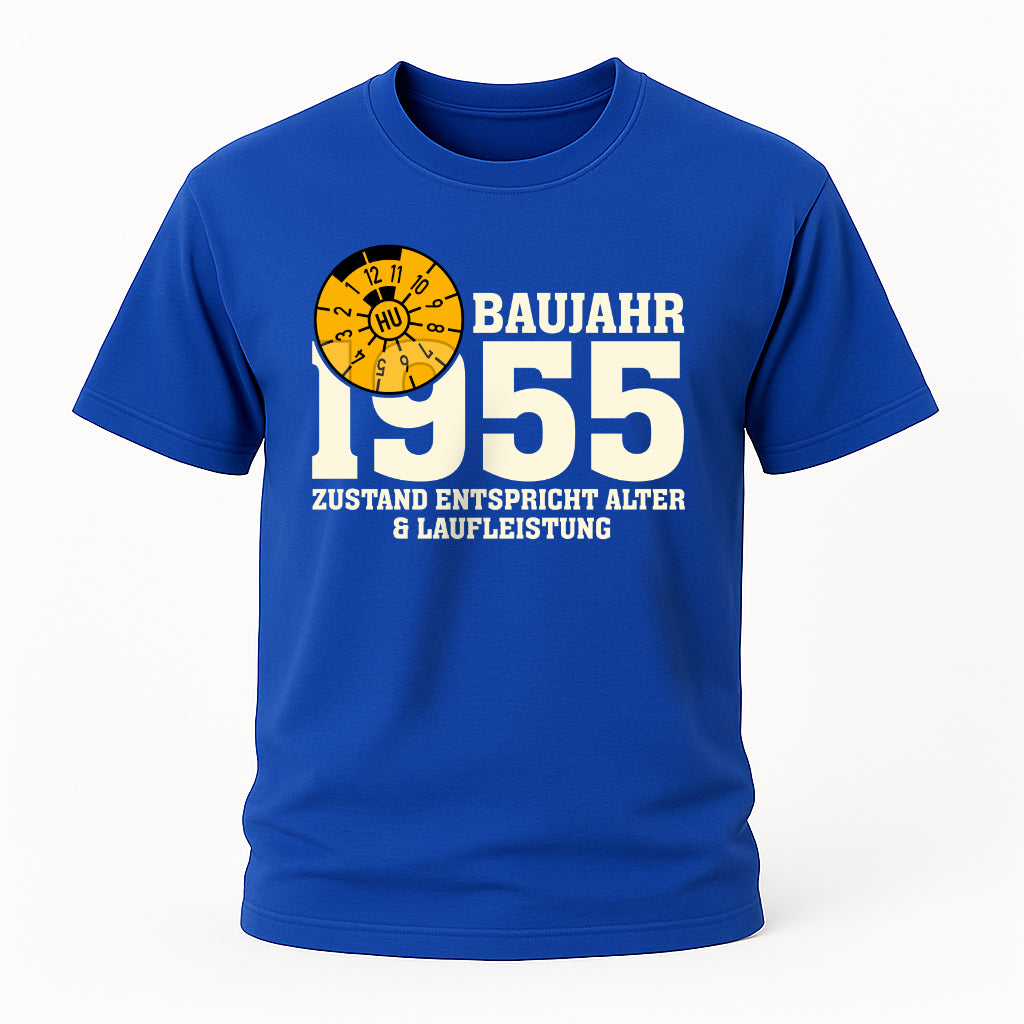 70. Geburtstag TÜV Plakette Baujahr 1955 Zustand entspricht Alter und Laufleistung Lustiges Geschenk T-Shirt