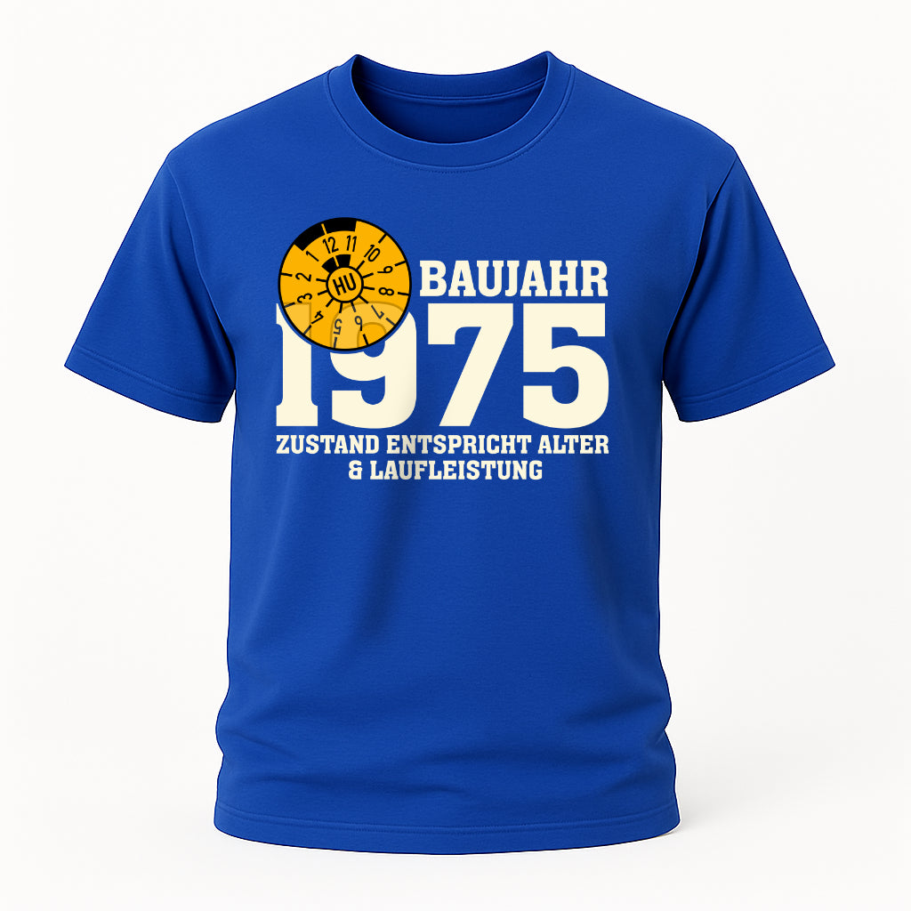 50. Geburtstag TÜV Plakette Baujahr 1975 Zustand entspricht Alter und Laufleistung Lustiges Geschenk T-Shirt