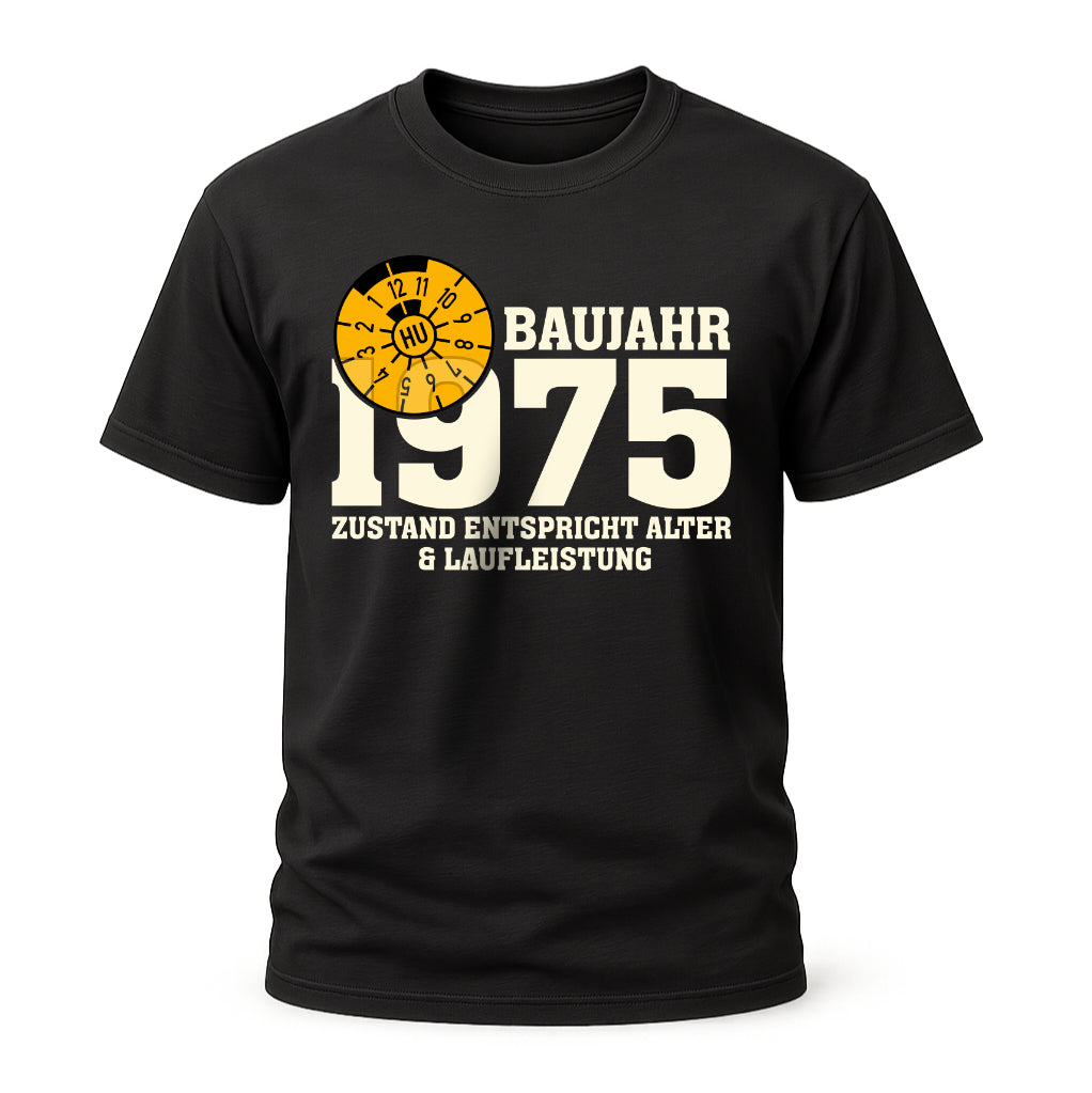 50. Geburtstag TÜV Plakette Baujahr 1975 Zustand entspricht Alter und Laufleistung Lustiges Geschenk T-Shirt