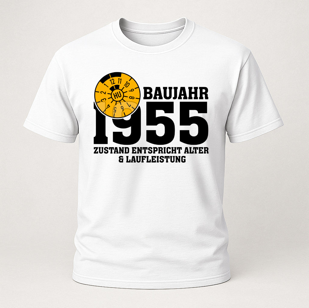 70. Geburtstag TÜV Plakette Baujahr 1955 Zustand entspricht Alter und Laufleistung Lustiges Geschenk T-Shirt