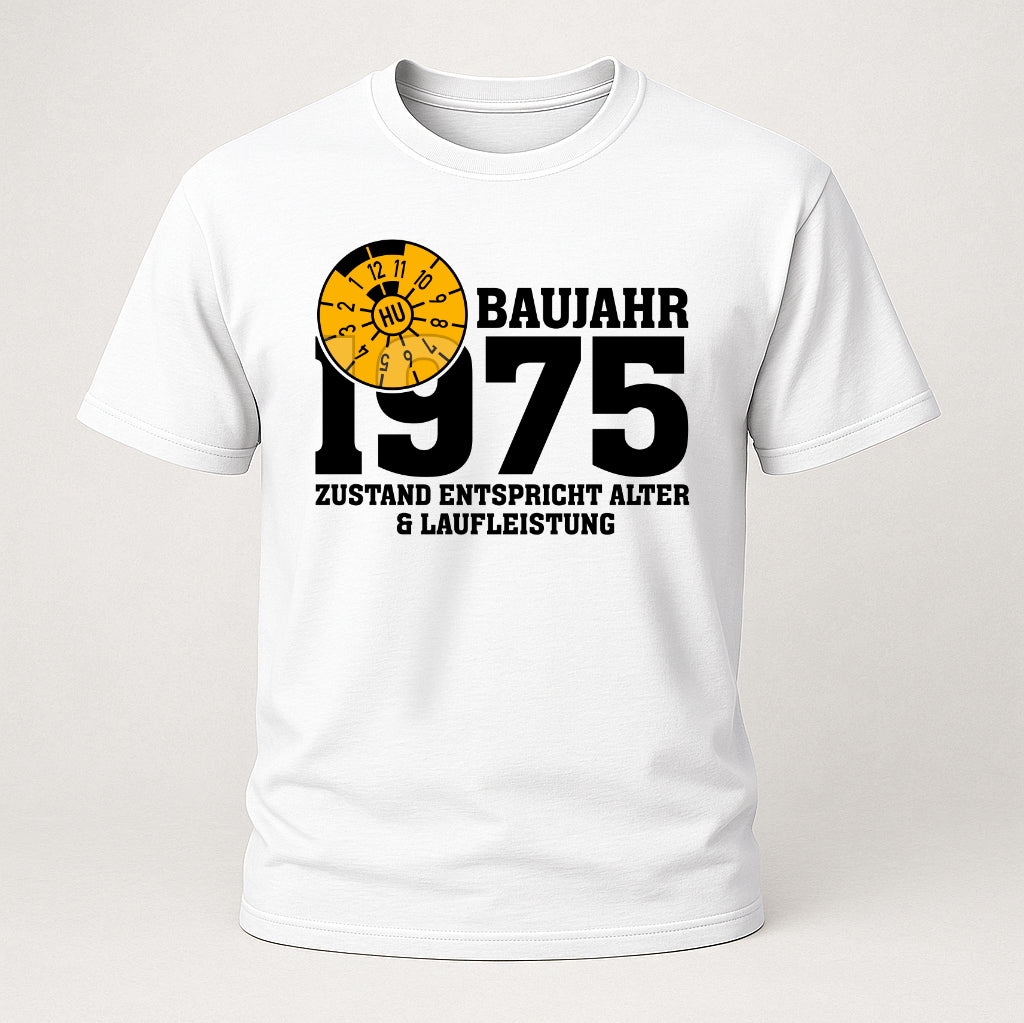 50. Geburtstag TÜV Plakette Baujahr 1975 Zustand entspricht Alter und Laufleistung Lustiges Geschenk T-Shirt