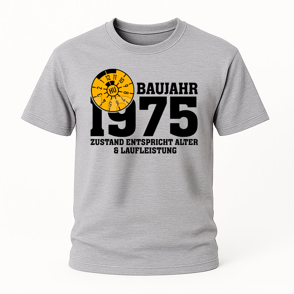 50. Geburtstag TÜV Plakette Baujahr 1975 Zustand entspricht Alter und Laufleistung Lustiges Geschenk T-Shirt