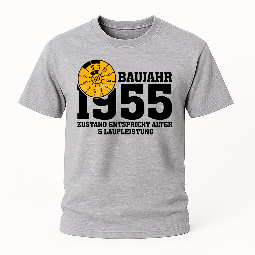 70. Geburtstag TÜV Plakette Baujahr 1955 Zustand entspricht Alter und Laufleistung Lustiges Geschenk T-Shirt