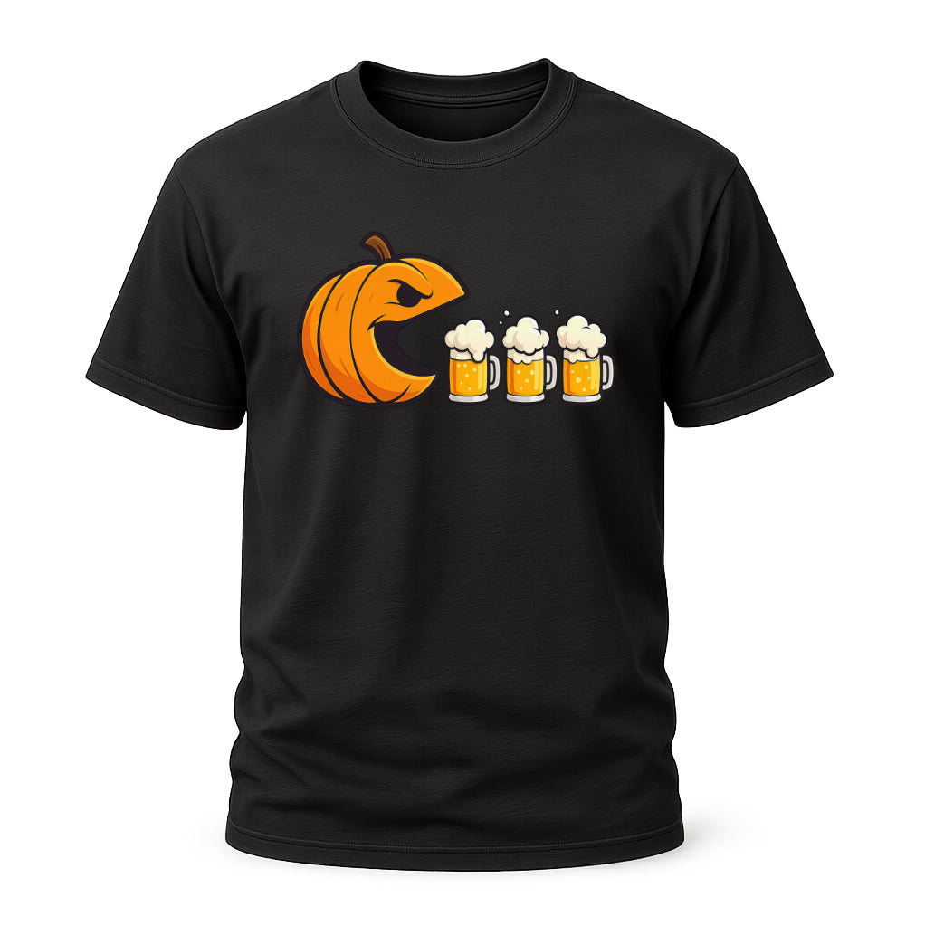 Halloween Shirt - Kürbis frisst Bier Geister – Humorvolles Bier T-Shirt