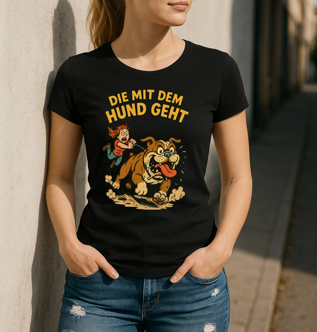 Hundeliebhaber Geschenkidee Die mit dem Hund geht Frauen Premium T-Shirt
