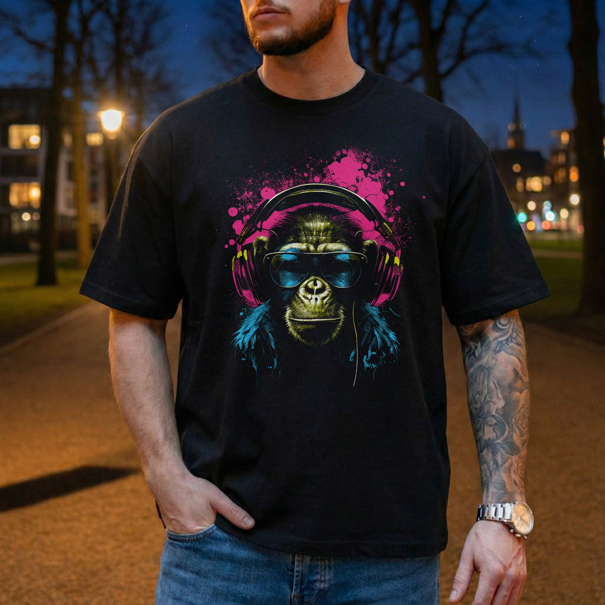 DJ Affe - Lustiges T-Shirt – Schwarz