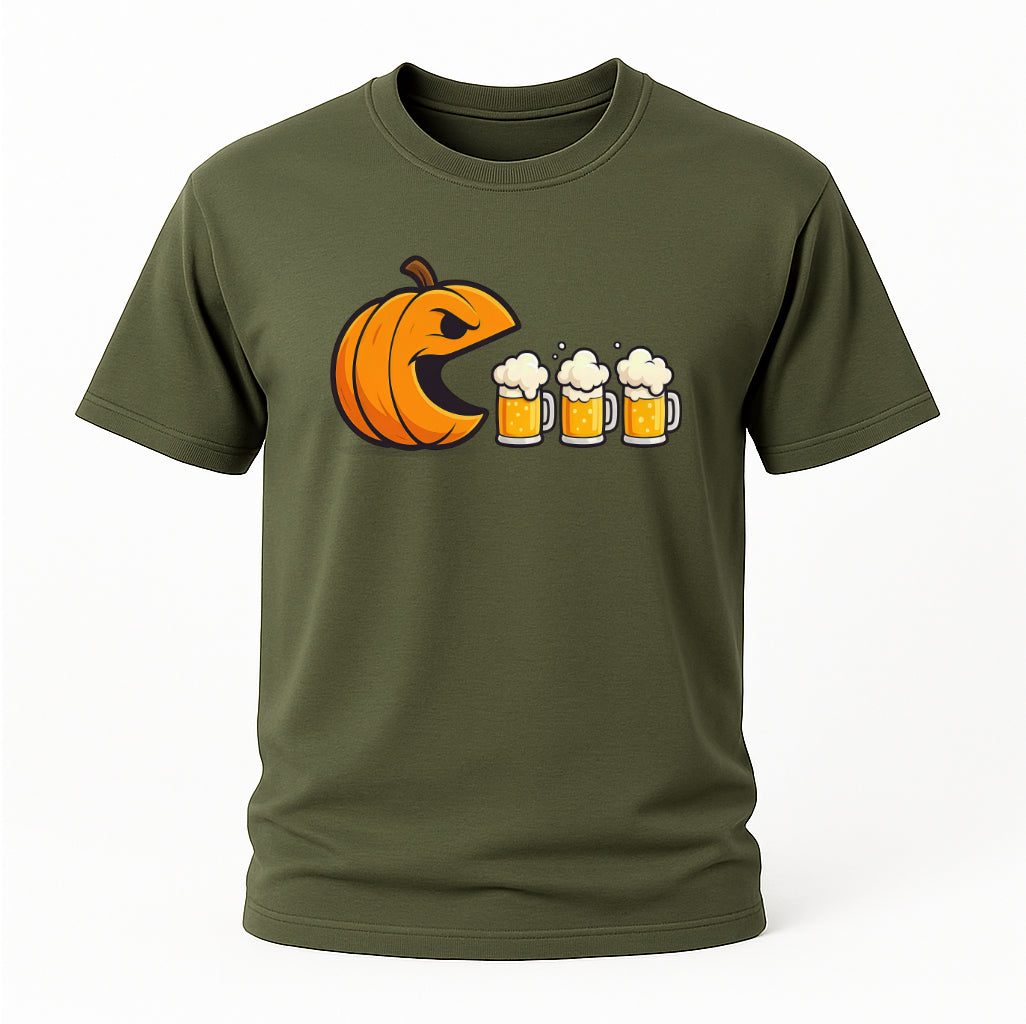 Halloween Shirt - Kürbis frisst Bier Geister – Humorvolles Bier T-Shirt