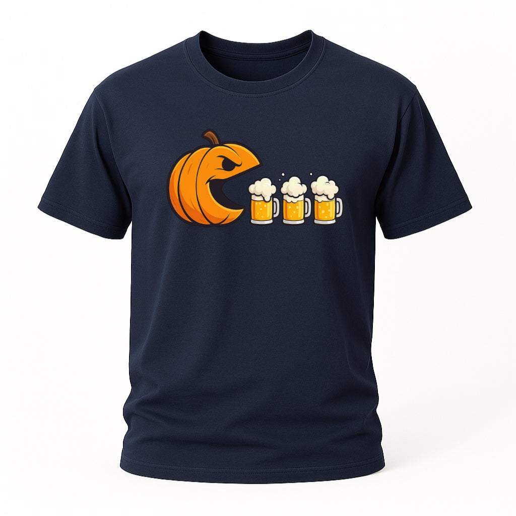 Halloween Shirt - Kürbis frisst Bier Geister – Humorvolles Bier T-Shirt