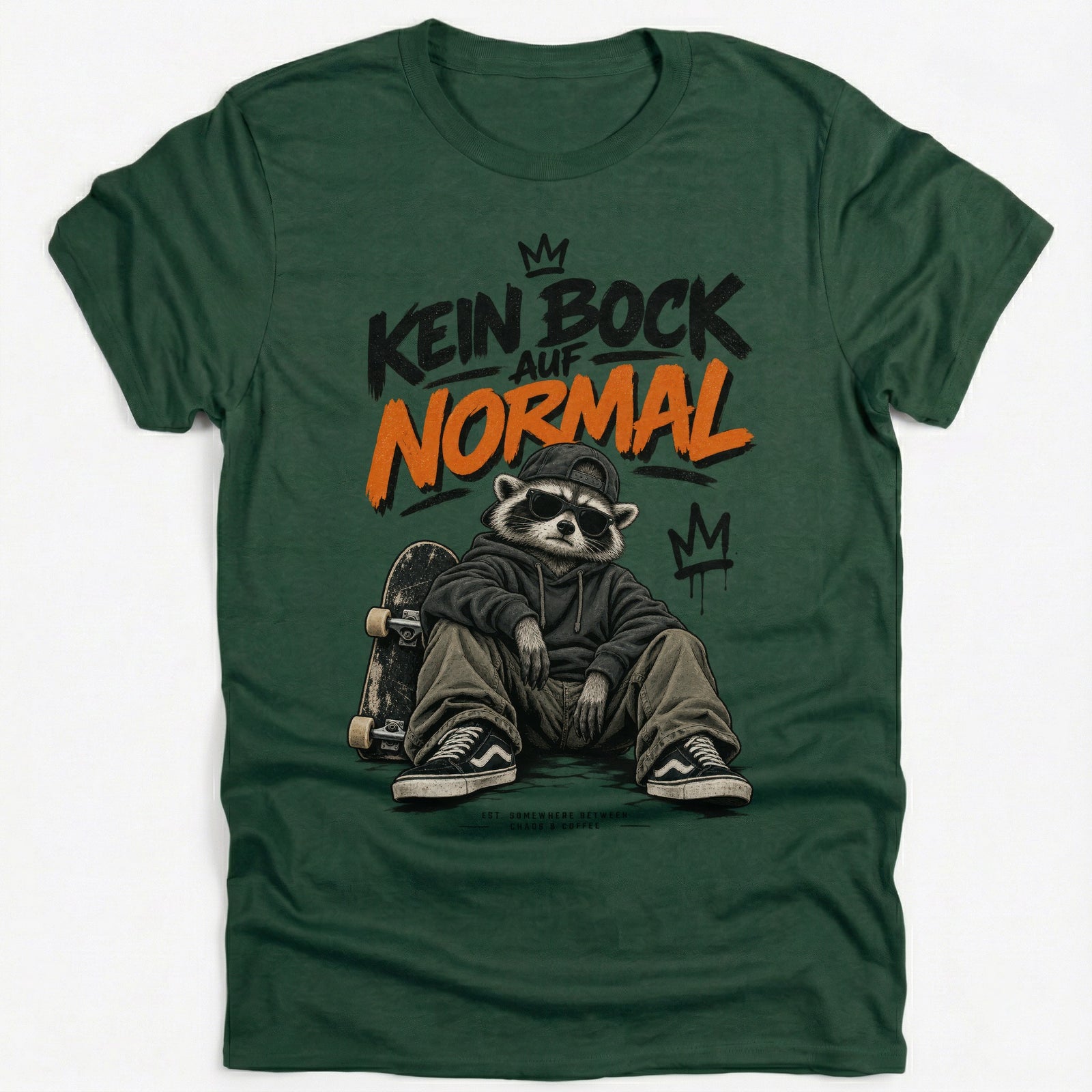 Kein Bock auf Normal Waschbär T-Shirt Herren | Streetwear Raccoon Skate Motiv Beige