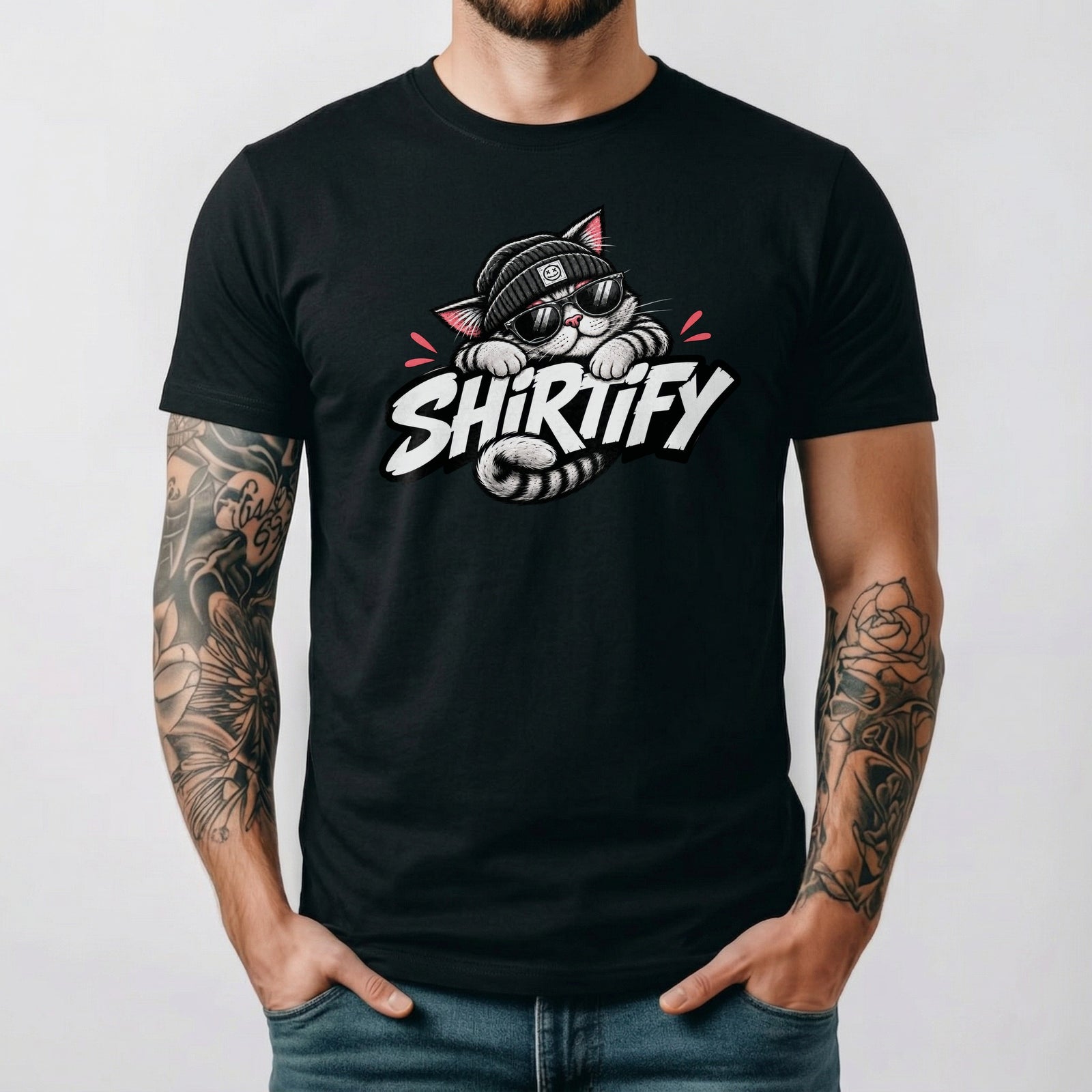 Shirttify Cat T-Shirt Unisex | Cooles Katzen Design mit Sonnenbrille