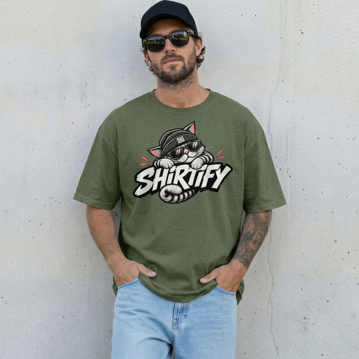 Shirttify Cat T-Shirt Unisex | Cooles Katzen Design mit Sonnenbrille