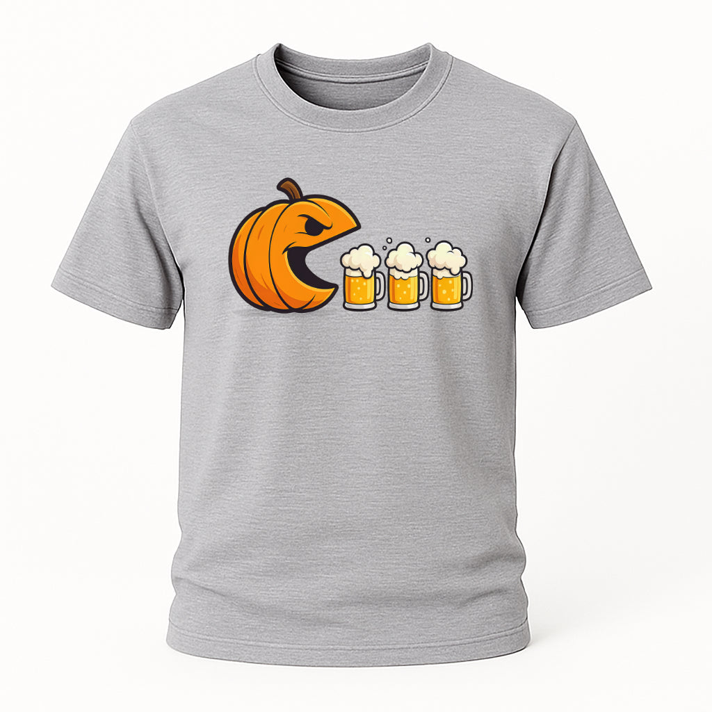 Halloween Shirt - Kürbis frisst Bier Geister – Humorvolles Bier T-Shirt