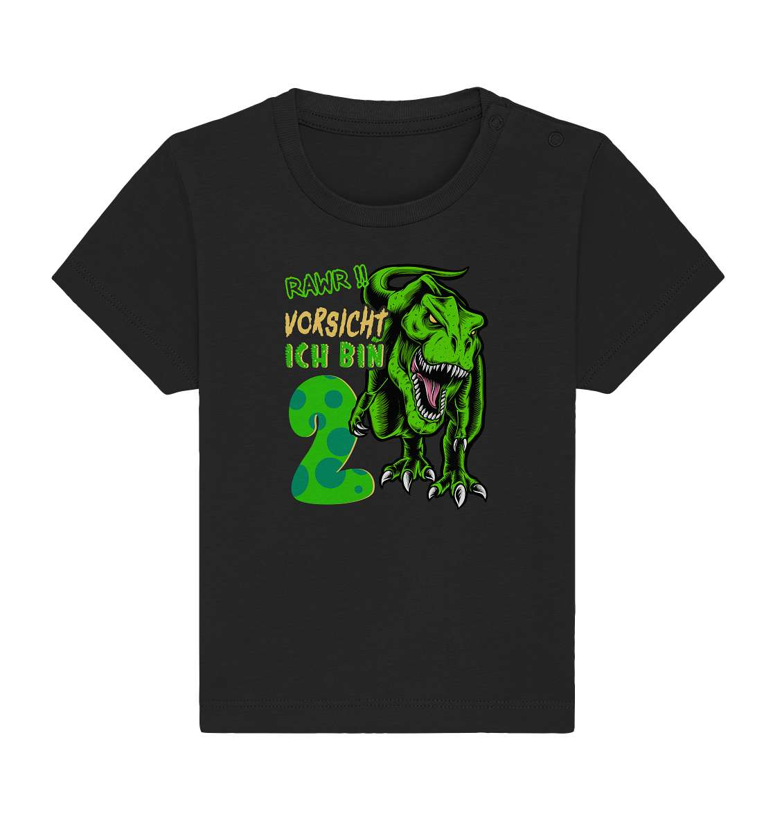 2. Kinder Geburtstag - T-REX Dinosaurier - Ich bin 2 Jahre - Geschenk - Baby Organic Shirt