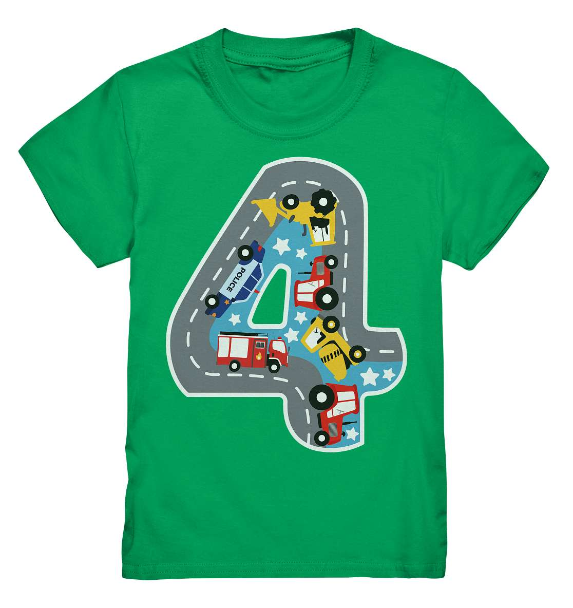 4. Kinder Geburtstag - Autos Spielteppich Style - Ich bin 4 Jahre - Geschenk - Kids Premium Shirt