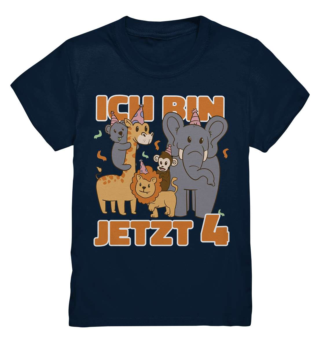 4th Children's Birthday - Wild Animals - I am 4 Years - Gift - Kids Premium Shirt