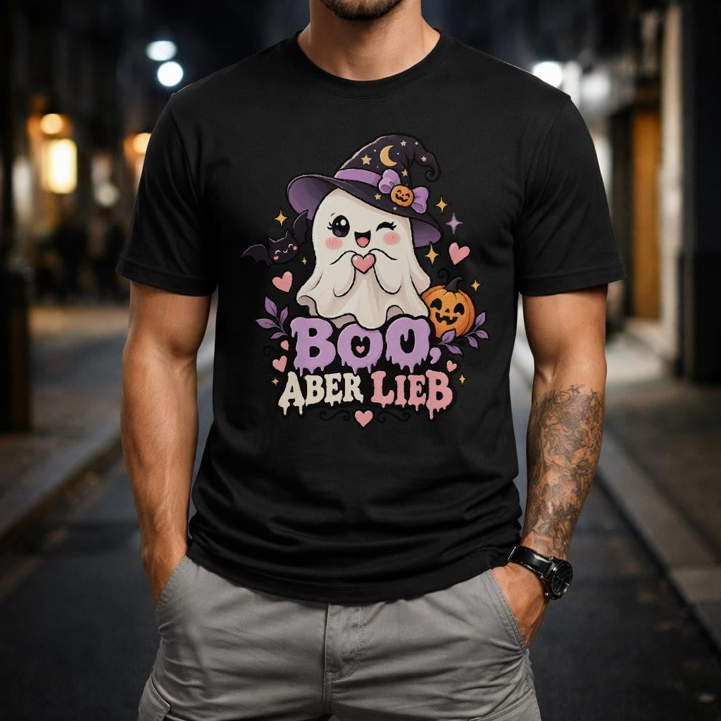 Boo, aber lieb Halloween T-Shirt Herren mit süßem Geister-Motiv