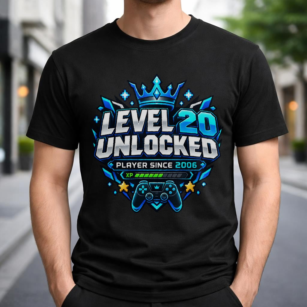 Level 20 Unlocked Gamer T-Shirt Herren – Player Since 2006 Geschenk