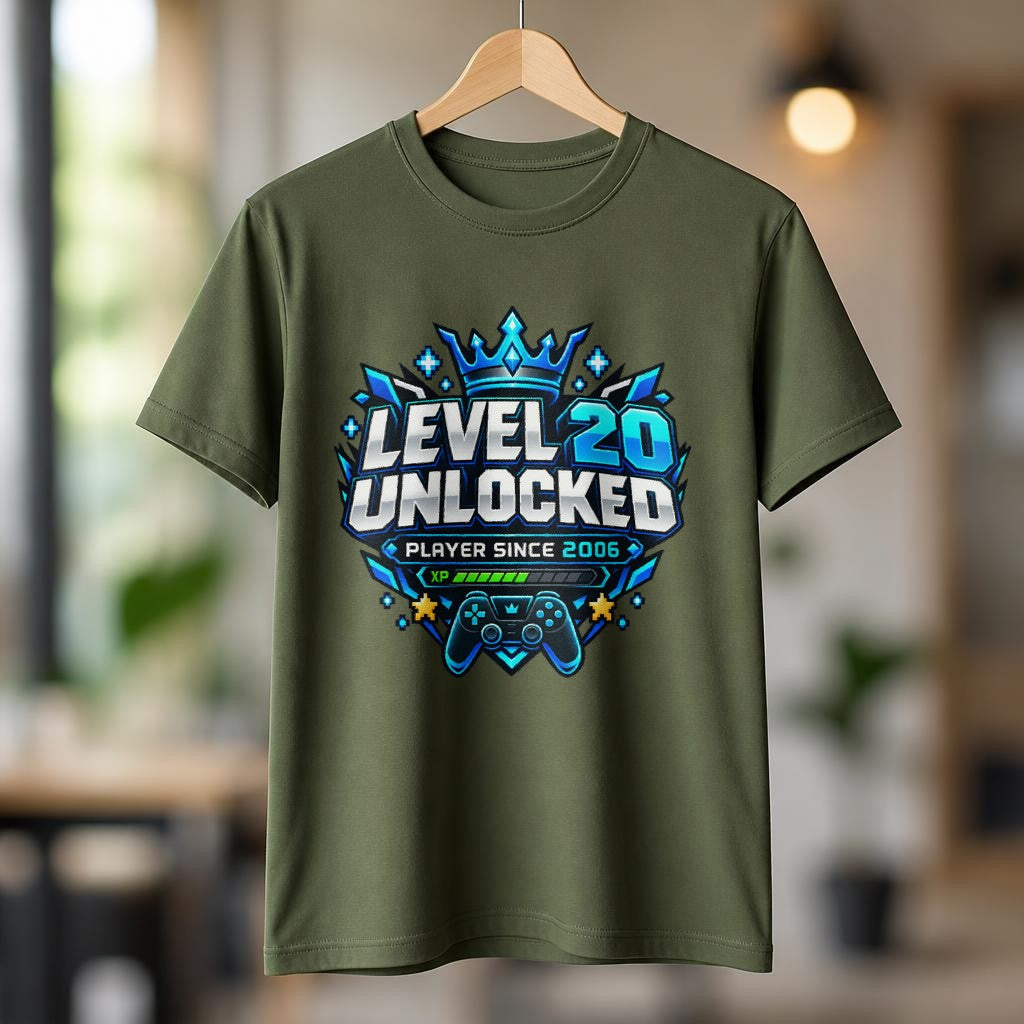 Level 20 Unlocked Gamer T-Shirt Herren – Player Since 2006 Geschenk