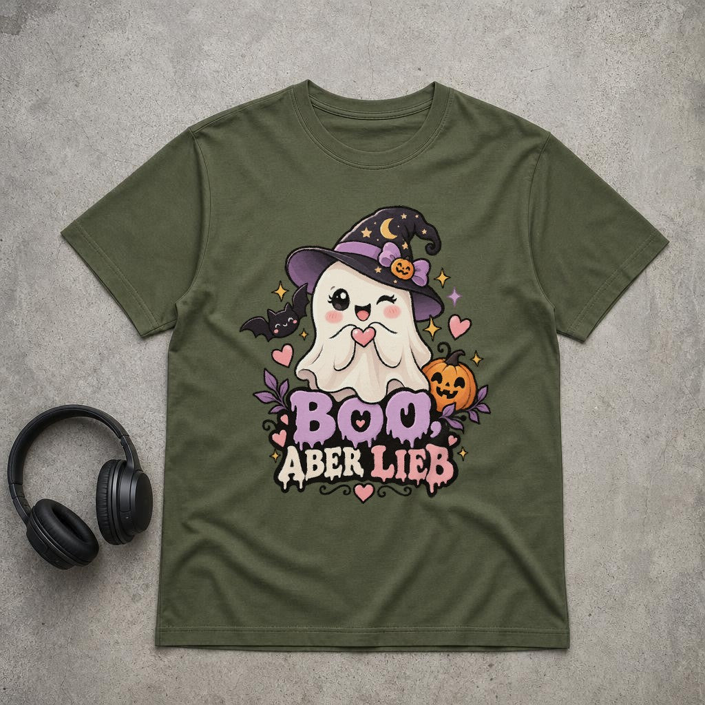 Boo, aber lieb Halloween T-Shirt Herren mit süßem Geister-Motiv