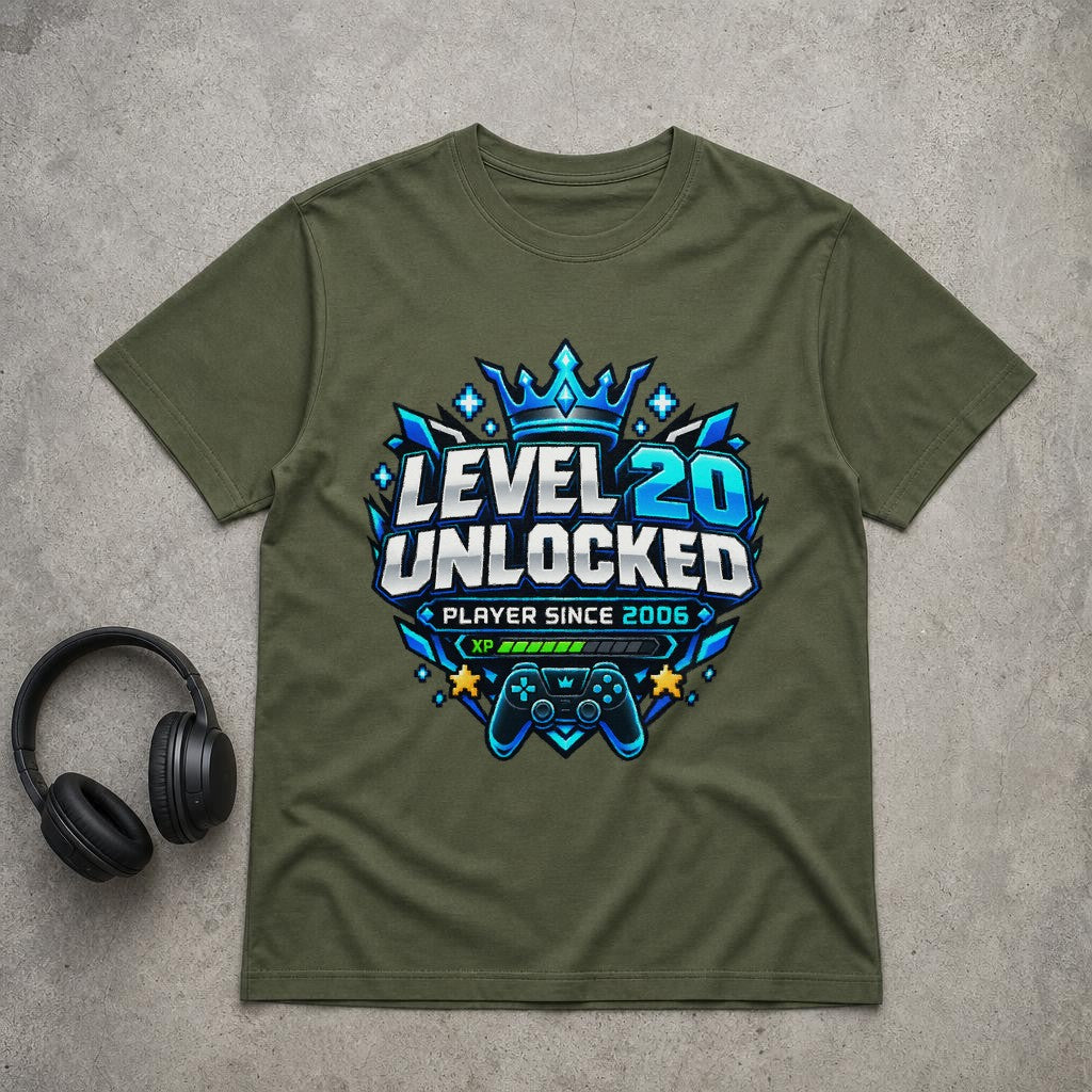 Level 20 Unlocked Gamer T-Shirt Herren – Player Since 2006 Geschenk
