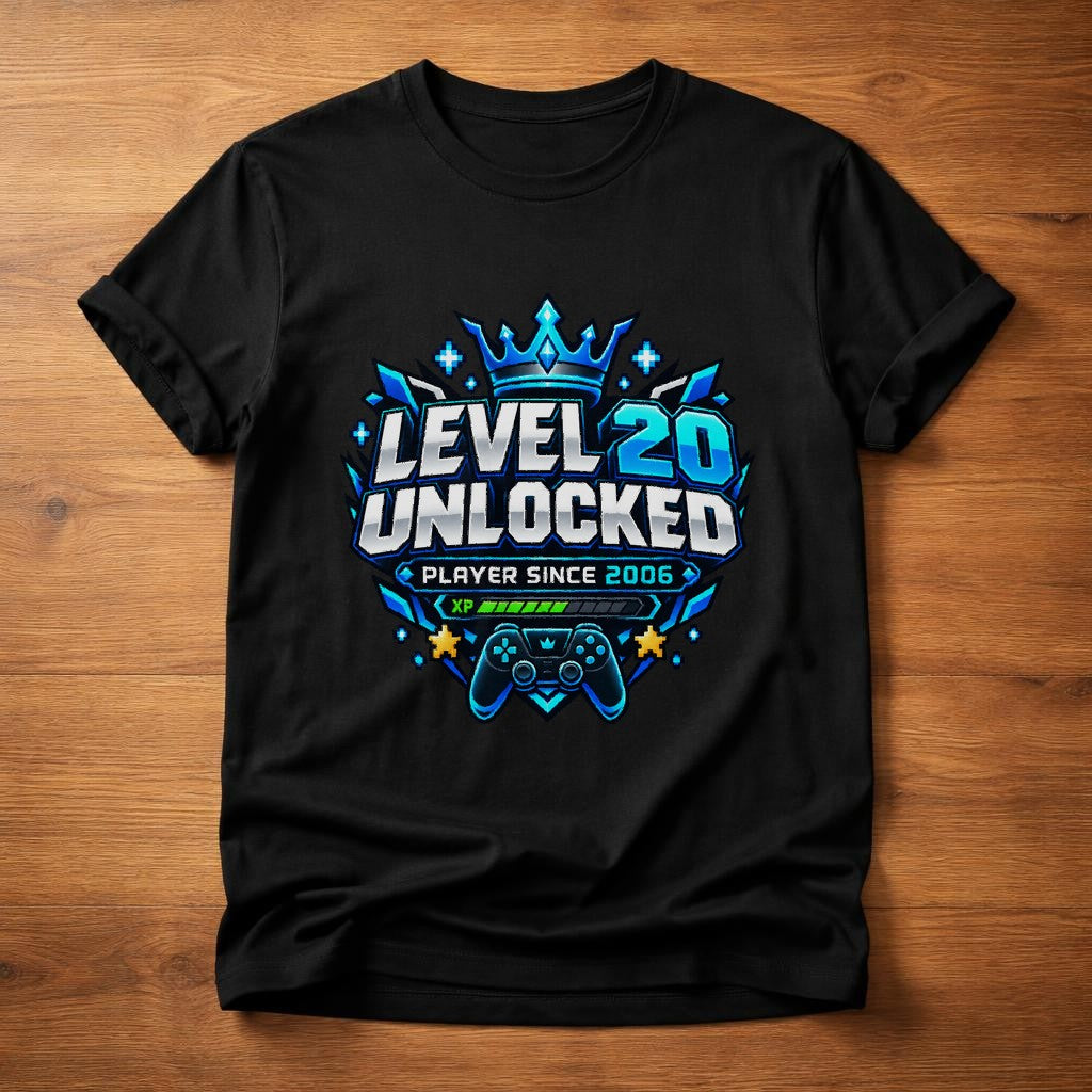 Level 20 Unlocked Gamer T-Shirt Herren – Player Since 2006 Geschenk