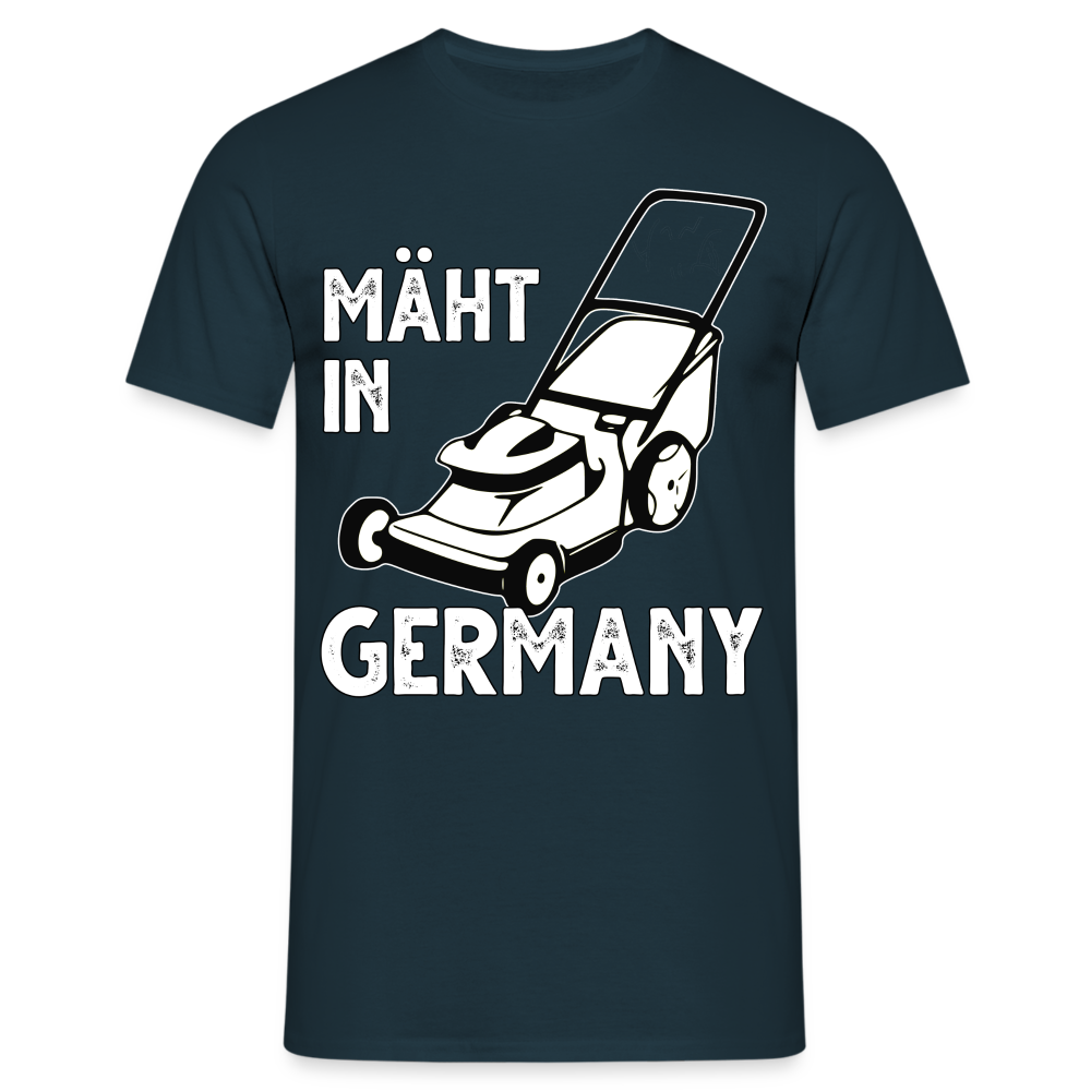 Gärtner Gartenfreunde Rasenmäher Mäht in Germany Lustiges T-Shirt - Navy