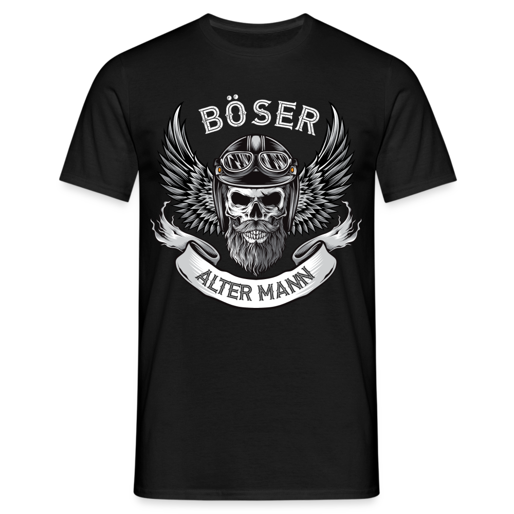 Biker Motorrad Totenkopf Böser Alter Mann T-Shirt - Schwarz
