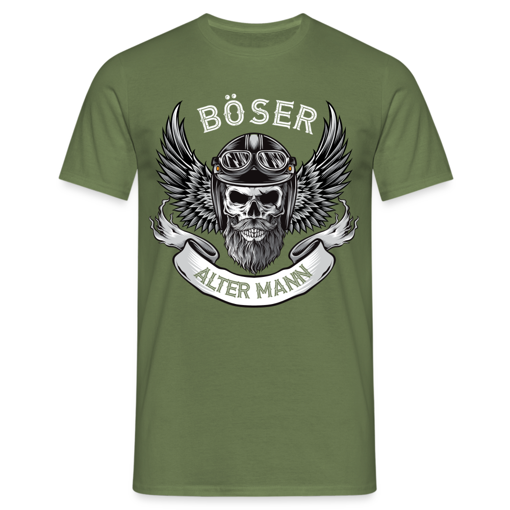 Biker Motorrad Totenkopf Böser Alter Mann T-Shirt - Militärgrün