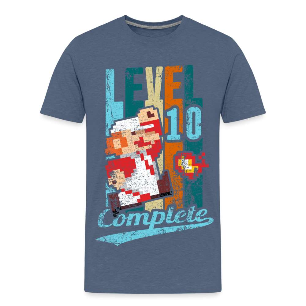 10. Geburtstag Retro Gamer Style Level 10 Complete Geschenk Kinder T-Shirt - Blau meliert
