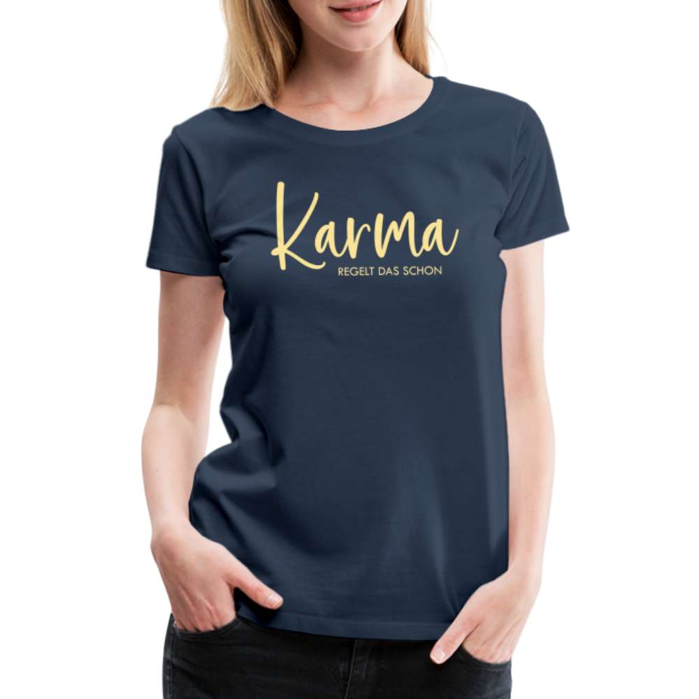 Karma regelt das schon - Lustiges Frauen T-Shirt - Navy