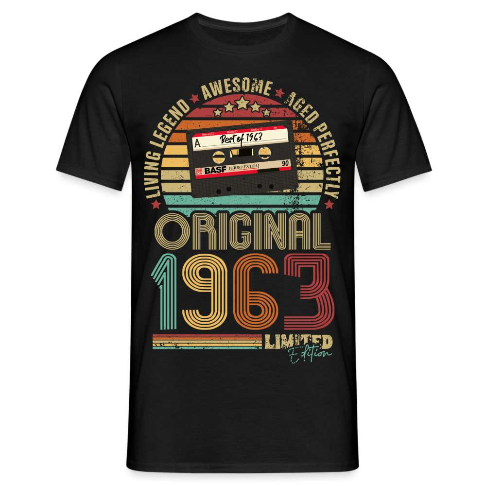 1963 Geburtstag - Retro Style - Musik Kassette - Best Of 1963 - Limited Edition T-Shirt - Schwarz