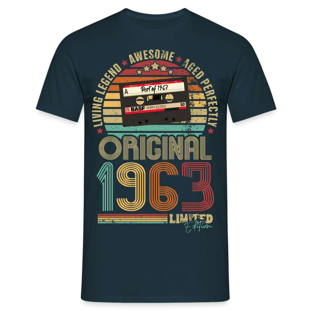 1963 Geburtstag - Retro Style - Musik Kassette - Best Of 1963 - Limited Edition T-Shirt - Navy