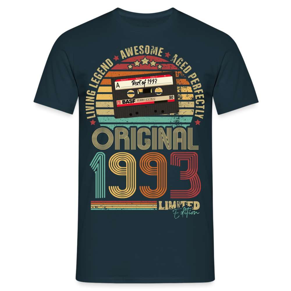 1993 Geburtstag - Retro Style - Musik Kassette - Best Of 1993 - Limited Edition T-Shirt - Navy