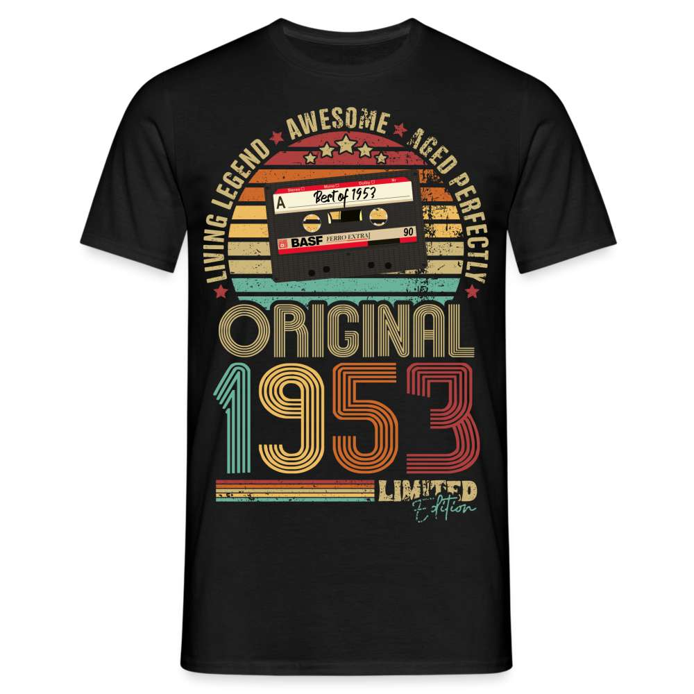 1953 Geburtstag - Retro Style - Musik Kassette - Best Of 1953 - Limited Edition T-Shirt - Schwarz